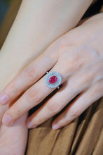 Load image into Gallery viewer, LUOWEND 18K White Gold Real Natural Ruby and Diamond Gemstone Ring for Women