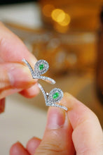 Load image into Gallery viewer, LUOWEND 18K White Gold Natural Green Diamond Ring for Women