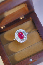 Load image into Gallery viewer, LUOWEND 18K White Gold Real Natural Ruby and Diamond Gemstone Ring for Women