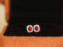 Load image into Gallery viewer, LUOWEND 18K White Gold Natural Ruby Earrings for Women