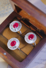 Load image into Gallery viewer, LUOWEND 18K White Gold Real Natural Ruby and Diamond Gemstone Ring for Women