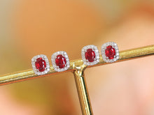 Load image into Gallery viewer, LUOWEND 18K White Gold Natural Ruby Earrings for Women
