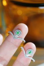 Load image into Gallery viewer, LUOWEND 18K White Gold Natural Green Diamond Ring for Women