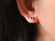 Load image into Gallery viewer, LUOWEND 18K White Gold Natural Ruby Earrings for Women