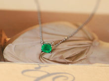 Load image into Gallery viewer, LUOWEND 18K White Gold Natural Emerald Necklace for Women