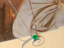 Load image into Gallery viewer, LUOWEND 18K White Gold Natural Emerald Necklace for Women