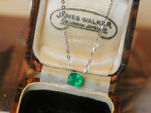 Load image into Gallery viewer, LUOWEND 18K White Gold Natural Emerald Necklace for Women