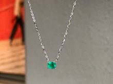 Load image into Gallery viewer, LUOWEND 18K White Gold Natural Emerald Necklace for Women