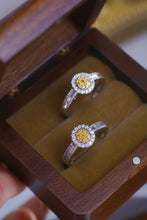 Load image into Gallery viewer, LUOWEND 18K White Gold Natural Yellow Diamond Ring for Women