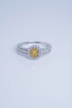 Load image into Gallery viewer, LUOWEND 18K White Gold Natural Yellow Diamond Ring for Women