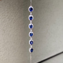 Load image into Gallery viewer, LUOWEND 18K White Gold Natural Sapphire Bracelet for Women