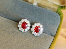 Load image into Gallery viewer, LUOWEND 18K White Gold Natural Ruby Earrings for Women