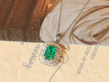 Load image into Gallery viewer, LUOWEND 18K White Gold Natural Emerald Necklace for Women