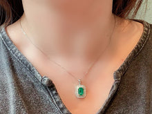 Load image into Gallery viewer, LUOWEND 18K White Gold Natural Emerald Necklace for Women