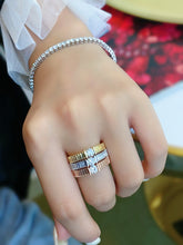 Load image into Gallery viewer, LUOWEND 18K White/Yellow/Rose Gold Natural Diamond Ring for Women