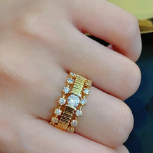 Load image into Gallery viewer, LUOWEND 18K White/Yellow/Rose Gold Natural Diamond Ring for Women