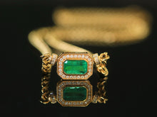 Load image into Gallery viewer, LUOWEND 18K Yellow Gold Natural Emerald Necklace for Women