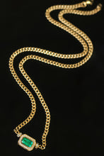 Load image into Gallery viewer, LUOWEND 18K Yellow Gold Natural Emerald Necklace for Women