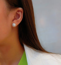 Load image into Gallery viewer, LUOWEND 18K White Gold Natural Diamond Earrings for Women
