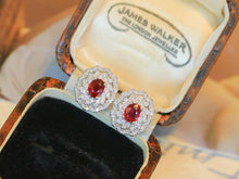 Load image into Gallery viewer, LUOWEND 18K White Gold Natural Ruby Earrings for Women