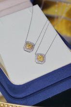 Load image into Gallery viewer, LUOWEND 18K White Gold Real Natural Yellow Diamond Pendant Necklace for Women