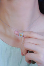Load image into Gallery viewer, LUOWEND 18K White Gold Real Natural Yellow Diamond Pendant Necklace for Women