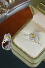 Load image into Gallery viewer, LUOWEND 18K White Gold Natural Yellow Diamond Ring for Women