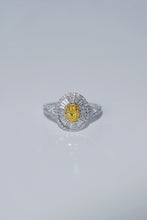 Load image into Gallery viewer, LUOWEND 18K White Gold Natural Yellow Diamond Ring for Women