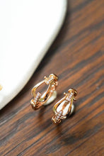 Load image into Gallery viewer, LUOWEND 18K Rose Gold Real Natural Diamond Hoop Earrings for Women