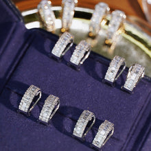 Load image into Gallery viewer, LUOWEND 18K White Gold Real Natural Diamond Hoop Earrings for Women