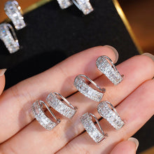 Load image into Gallery viewer, LUOWEND 18K White Gold Real Natural Diamond Hoop Earrings for Women