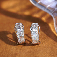 Load image into Gallery viewer, LUOWEND 18K White Gold Real Natural Diamond Hoop Earrings for Women