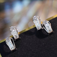 Load image into Gallery viewer, LUOWEND 18K White Gold Real Natural Diamond Hoop Earrings for Women