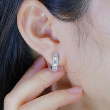 Load image into Gallery viewer, LUOWEND 18K White Gold Real Natural Diamond Hoop Earrings for Women