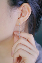 Load image into Gallery viewer, LUOWEND 18K White Gold Real Natural Diamond Drop Earrings for Women