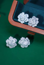 Load image into Gallery viewer, LUOWEND 18K White Gold Real Natural Diamond Stud Earrings for Women