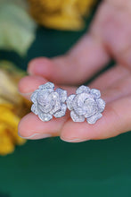 Load image into Gallery viewer, LUOWEND 18K White Gold Real Natural Diamond Stud Earrings for Women