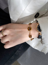 Load image into Gallery viewer, LUOWEND 18K Yellow Gold Real Natural Tiger's Eye Bracelet&Necklace for Women
