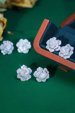 Load image into Gallery viewer, LUOWEND 18K White Gold Real Natural Diamond Stud Earrings for Women
