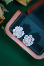Load image into Gallery viewer, LUOWEND 18K White Gold Real Natural Diamond Stud Earrings for Women
