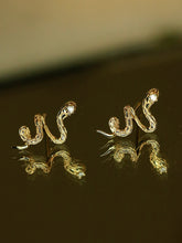 Load image into Gallery viewer, LUOWEND 18K White or Yellow Gold Natural Diamond Earrings for Women