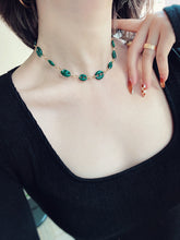 Load image into Gallery viewer, LUOWEND 18K Yellow Gold Real Natural Malachite Bracelet&Necklace for Women