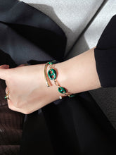Load image into Gallery viewer, LUOWEND 18K Yellow Gold Real Natural Malachite Bracelet&Necklace for Women