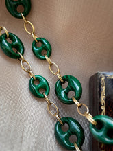 Load image into Gallery viewer, LUOWEND 18K Yellow Gold Real Natural Malachite Bracelet&Necklace for Women