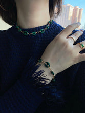 Load image into Gallery viewer, LUOWEND 18K Yellow Gold Real Natural Malachite Bracelet&Necklace for Women