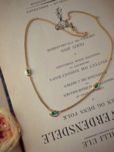 Load image into Gallery viewer, LUOWEND 18K Yellow Gold Real Natural Sapphire&Emerald Necklace for Women