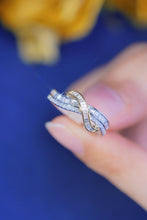Load image into Gallery viewer, LUOWEND 18K White and Yellow Gold Real Natural Diamond Ring for Women