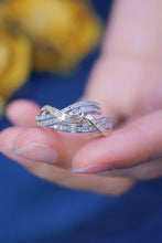 Load image into Gallery viewer, LUOWEND 18K White and Yellow Gold Real Natural Diamond Ring for Women