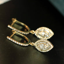 Load image into Gallery viewer, LUOWEND 18K White or Yellow Gold Natural Diamond Earrings for Women