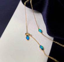 Load image into Gallery viewer, LUOWEND 18K Yellow Gold Real Natural Opal Necklace for Women